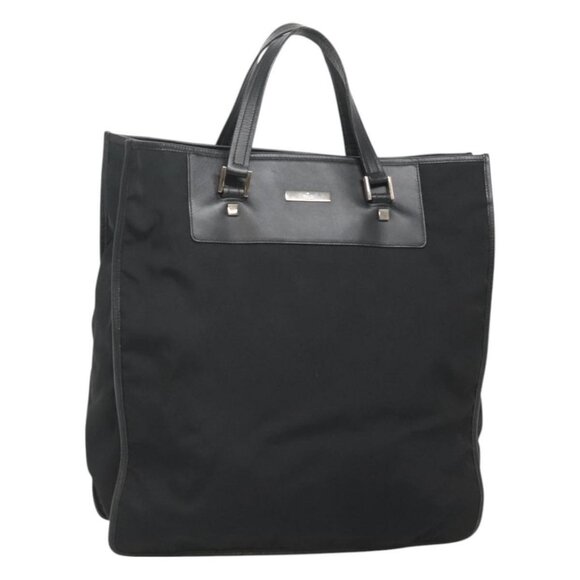 GUCCI Tote Bag Canvas Black Silver Auth - Picture 1 of 16
